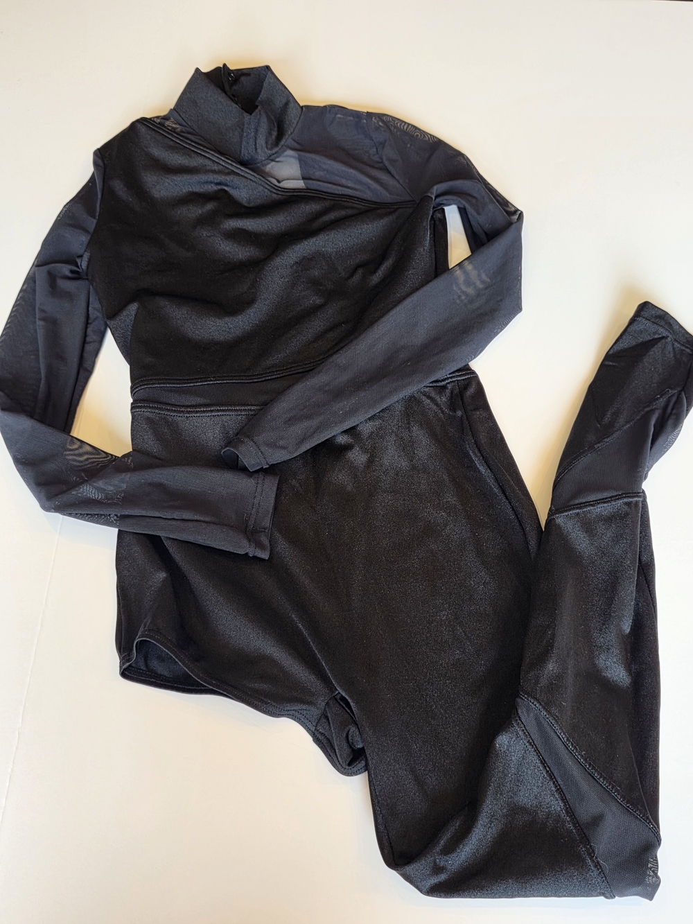 Weissman Black Girls Dance Unitard Costume 1 Full Length Leg, 1 Shorts